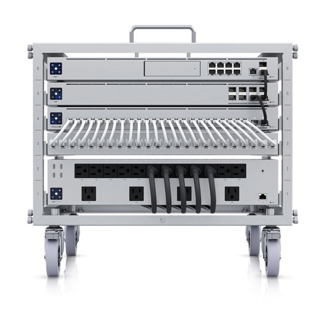 Ubiquiti Toolless Mini Rack, 6U-sized Device Rack with 24-port Blank Patch Panel, Can Assembled Without Tools, Lockable Casters